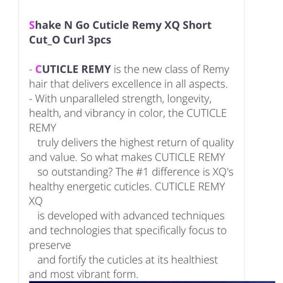 Cuticle Remy XQ Fortified Cuticles Short Cut 2 PCS CURL Color OM22730 Human Hair - Picture 6 of 12